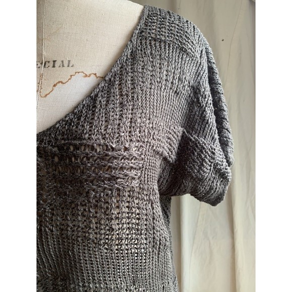 Eileen Fisher Olive Green Cotton Metallic Stitch Sweater NWT - Picture 2 of 8